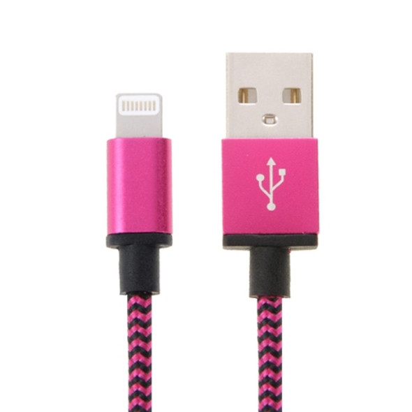2m Woven Style 8 Pin to USB Sync Data / Charging Cable, For iPhone 6 & 6 Plus, iPhone 5 & 5S & 5C, iPad Air 2 & Air, iPad mini 1 / 2 / 3, iPod touch 5(Magenta)