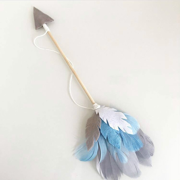 Wooden Arrow Feather Pendant Game Tent Decoration(Blue Gray)