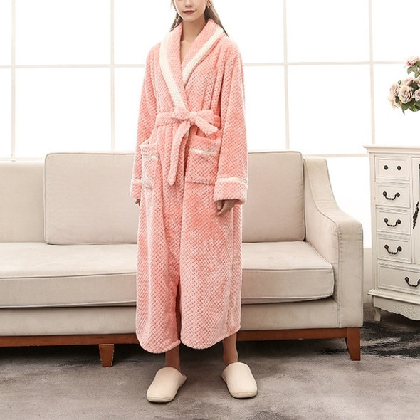 Female Couple Models Thick Warm Long Paragraph Large Size Terry Cloth Bathrobe, Size:XXXL(Orange Powder)