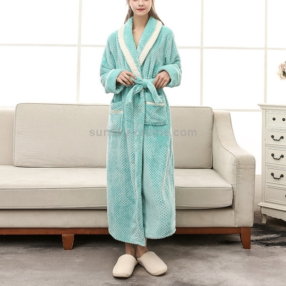 Female Couple Models Thick Warm Long Paragraph Large Size Terry Cloth Bathrobe, Size:XXXL(Bean Green)