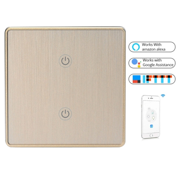 2 Buttons Wifi Intelligent Touch Switch Smart Wall Switch, EU Plug(Gold)