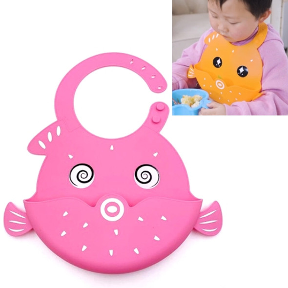 Children Eeating Cartoon Waterproof Adjustable Silicone Bib(Pink)