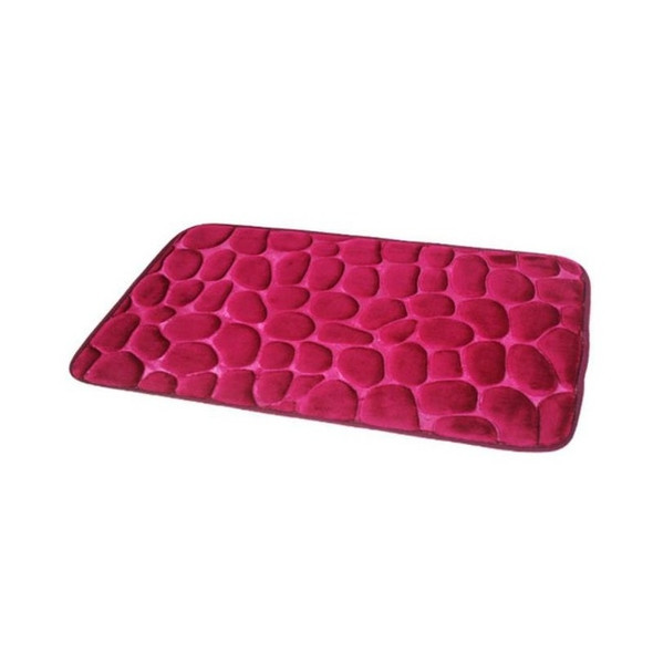 Simple Cobblestone Carpet Bedroom Door Mat Kitchen Bathroom Water Absorbing Mat, Size : 40×60(Fuchsia)