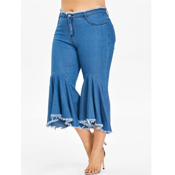 Fashion Women Plus Size Casual Pants(Color:Royal Blue Size:L)