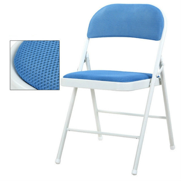 Portable Folding Metal Conference Chair Office Computer Chair Leisure Home Outdoor Chair(Blue)