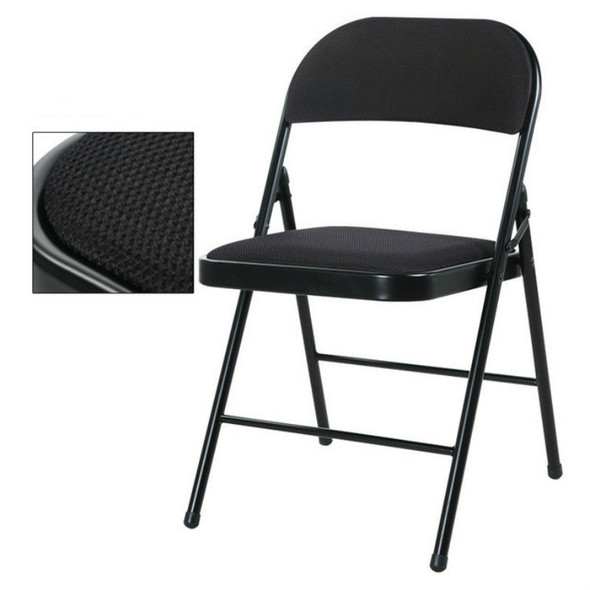 Portable Folding Metal Conference Chair Office Computer Chair Leisure Home Outdoor Chair(Black)