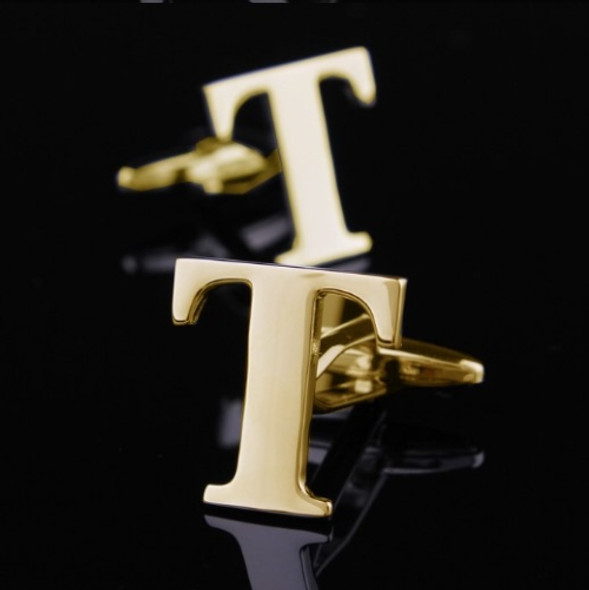 1 pair gold letters A-Z name Cufflinks men French shirt Cufflinks(T)