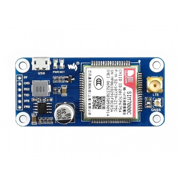 Waveshare NB-IoT / eMTC / EDGE / GPRS / GNSS HAT for Raspberry Pi, SIM7000C for Asia-Pacific Region