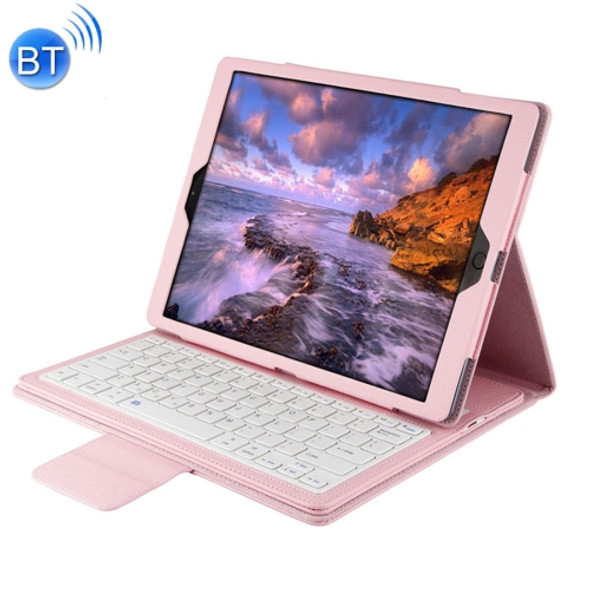 IP081 For iPad Pro 12.9 inch (2017) / iPad Pro 12.9 inch (2015) Separable Litchi Texture Horizontal Flip Leather Case + Bluetooth Keyboard with Holder(Pink)