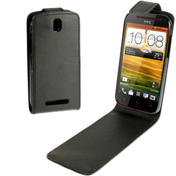 High Quality Pure Color Leather Case for HTC One SV (Black)