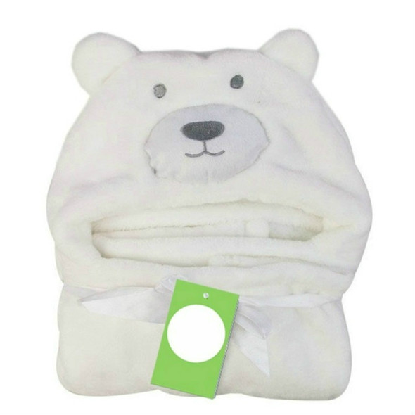 Baby Animal Shape Hooded Cape Bath Towel, Size:100×75cm(White Bear)