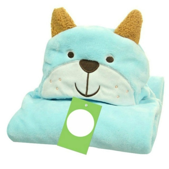 Baby Animal Shape Hooded Cape Bath Towel, Size:100×75cm(Yellow-Eared Blue Bear)