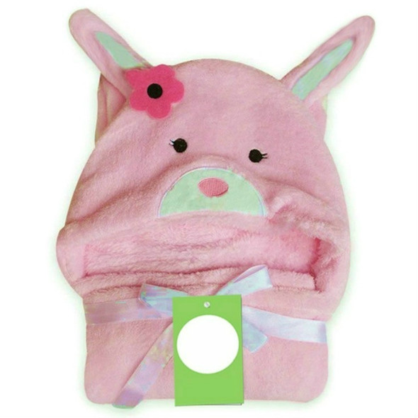 Baby Animal Shape Hooded Cape Bath Towel, Size:100×75cm(Pink Rabbit)