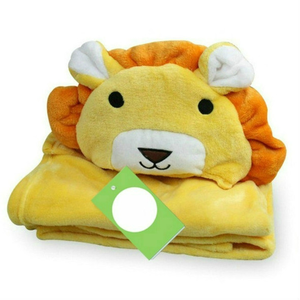 Baby Animal Shape Hooded Cape Bath Towel, Size:100×75cm(Yellow Lion)