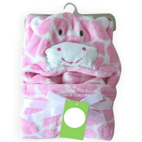 Baby Animal Shape Hooded Cape Bath Towel, Size:100×75cm(Pink Cow)