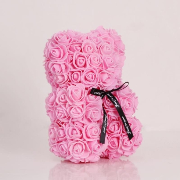 25cm Bear Shape Artificial Foam Roses Flower Ornament(Deep Pink)