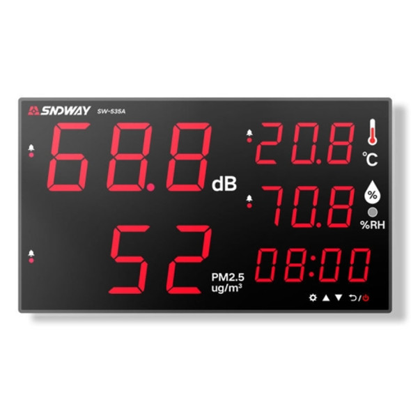 SNDWAY Wall-mounted 30~130dB Large Screen Digital Display Noise Decibel Monitoring Testers, Specification:SW535A 18 inch Display 5-in-1