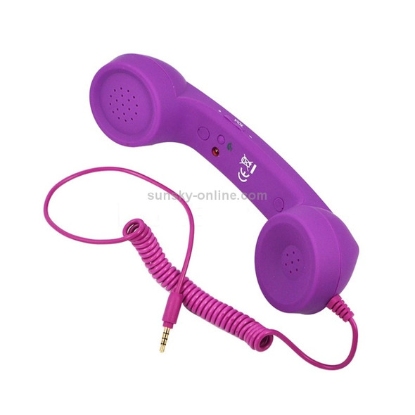 3.5mm Plug Mic Retro Telephone Anti-radiation Cell Phone Handset Receiver(Purple)