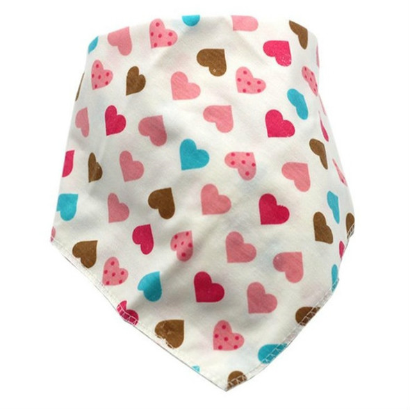 3 PCS Baby Saliva Towel Cotton Triangle Towel Baby Double-click Snap Turban Bib(Red Hearts)