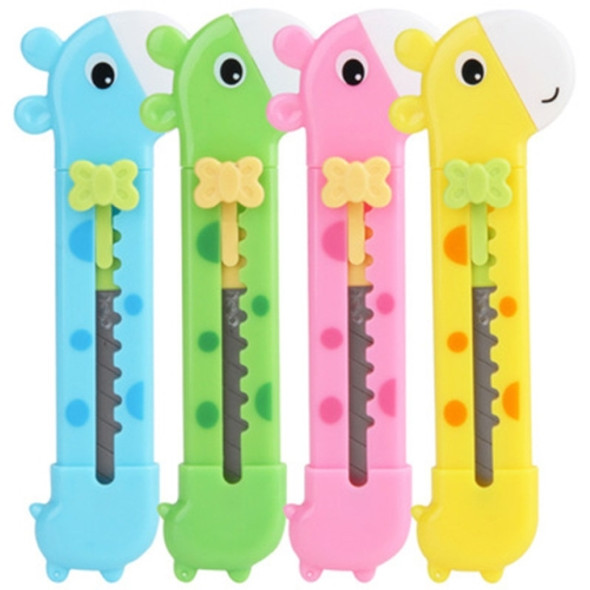 3 PCS Children Giraffe Utility Knife Cute Paper Cutter Safety DIY School Office Home Manual Cutter Random Color Delivery