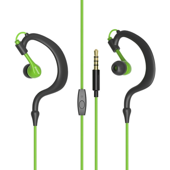 Kimmar R02 Fashionable Waterproof IPX5 10mm Speaker Ergonomic Wired Earhook Earphone(Green)