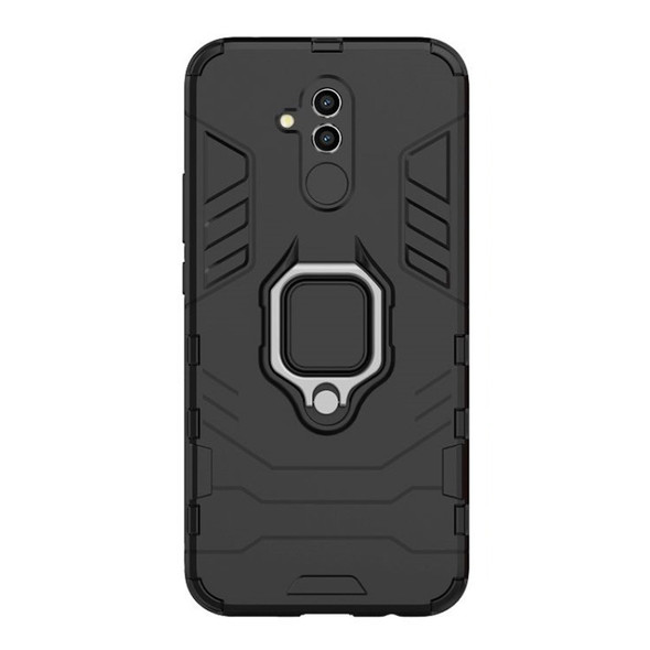 Shockproof PC + TPU Protective Case for Huawei Mate 20 Lite, with Magnetic Ring Holder (Black)