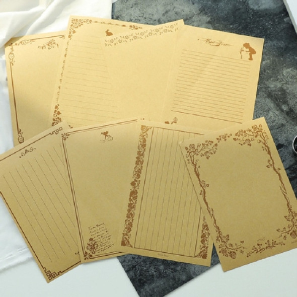 3 Sets Grocery Stationery Retro Pattern Letterhead Student Stationery Kraft Paper Gold Coffee Word