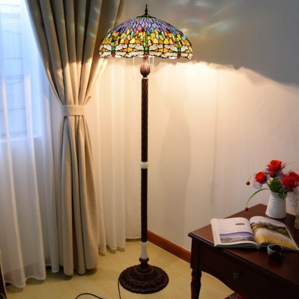 YWXLight Stained Glass Lampshade Living Room Dining Room Bar Decoration Floor Lamp(EU Plug)