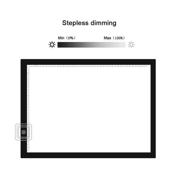 A3 Size 8W 5V LED Ultra-thin Stepless Dimming for Acrylic Copy Boards for Anime Sketch Drawing Sketchpad, with USB Cable