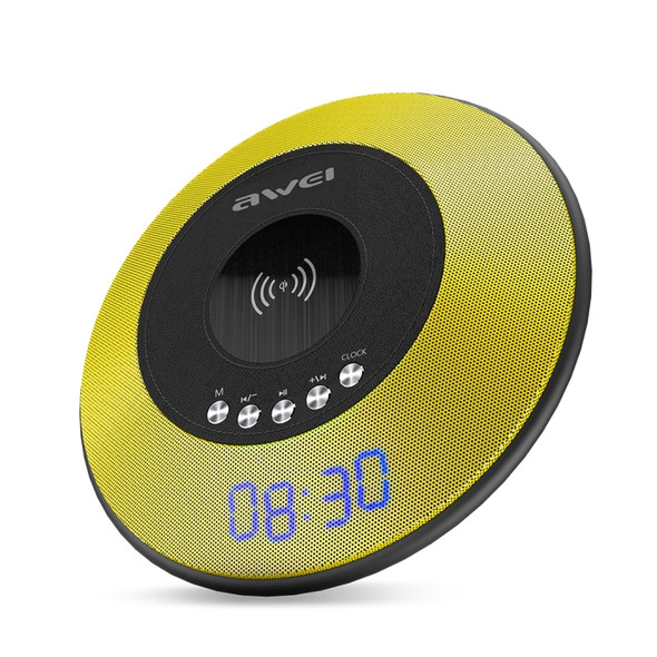 awei Y290 5W Fast Wireless Charger with Bluetooth Speaker, For iPhone, Galaxy, Huawei, Xiaomi, LG, HTC and Other Smart Phones(Yellow)