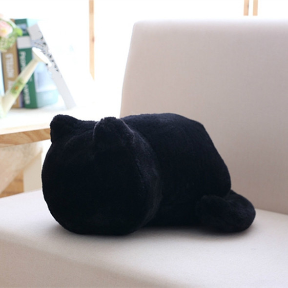 Plush Cat Toy Children Cat Back Shadow Shape Gift Toy Home Decoration Soft Pillow(Black)