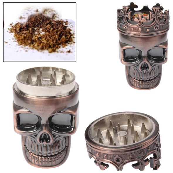 Skull King Style Zinc Alloy Double Layers Herb Tobacco Cigarette Grinder (Red Copper)
