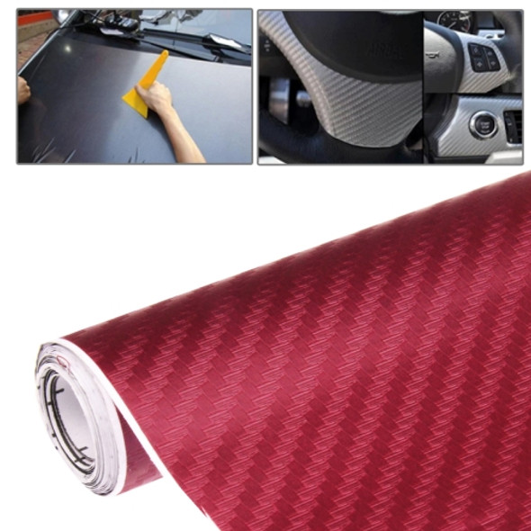 Car Decorative 3D Carbon Fiber PVC Sticker, Size: 152cm x 50cm(Wind Red)