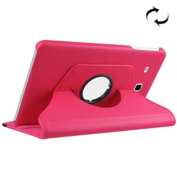 Litchi Texture Horizontal Flip Solid Color Leather Case with 360 Degrees Rotation Holder for Galaxy Tab E 9.6 / T560 / T561(Magenta)