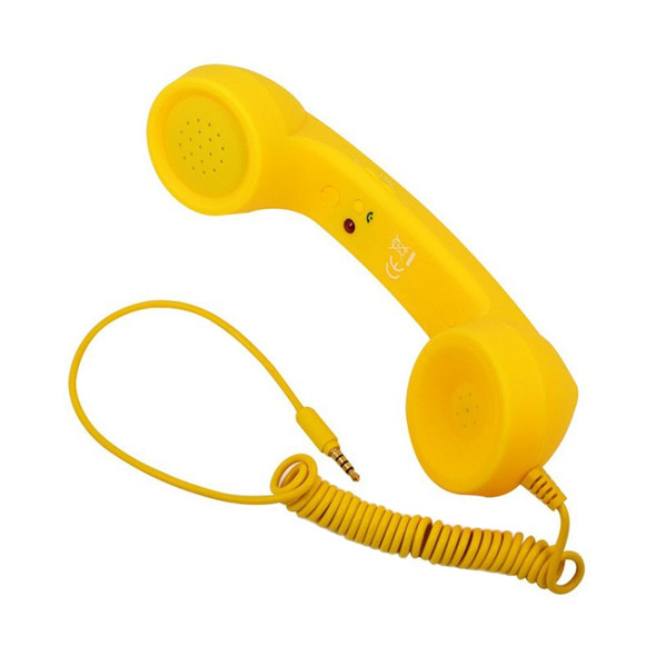 3.5mm Plug Mic Retro Telephone Anti-radiation Cell Phone Handset Receiver(Yellow)