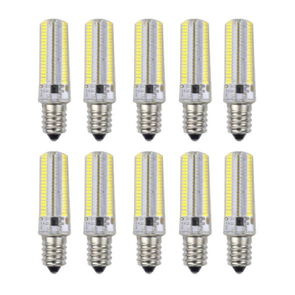 10 PCS E12 7W 152 LEDs 3014 SMD 600-700 LM Cold White Dimmable Silicone LED Corn Bulbs, AC 220V