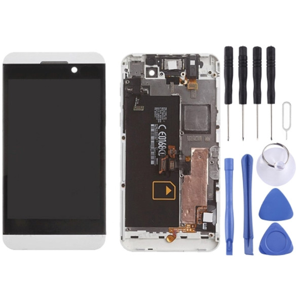 LCD Screen and Digitizer Full Assembly with Frame for BlackBerry Z10 4G(White)