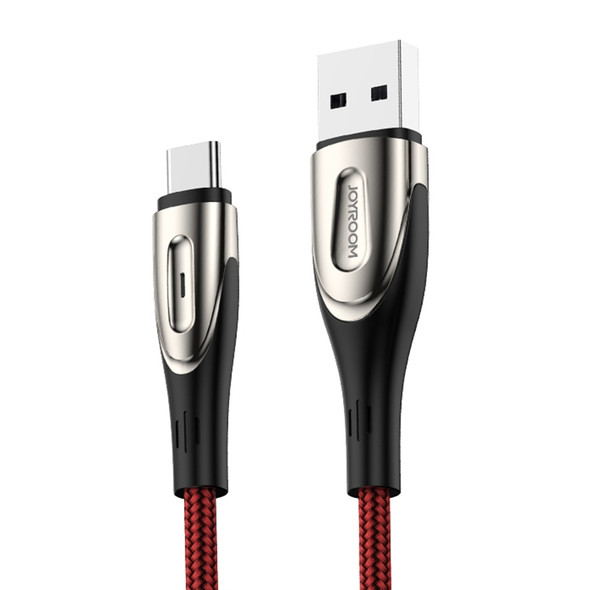 JOYROOM S-M411 Sharp Series 3A USB-C / Type-C Interface Charging + Transmission Nylon Braided Data Cable with Drop-shaped Indicator Light, Cable Length: 1.2m (Red)