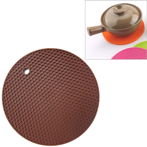 Honeycomb Silicone Round Non-slip Heat Resistant Mat, Size: 18x18x0.8cm(Coffee)