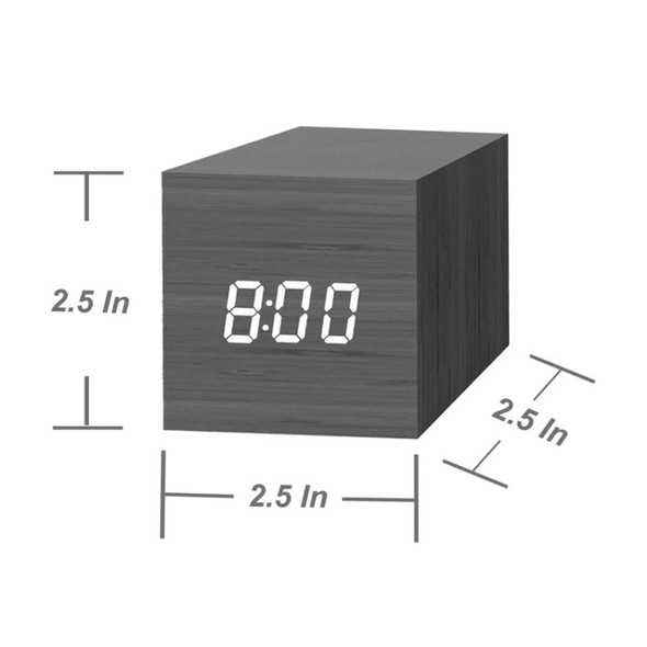 Multicolor Sounds Control Wooden Clock Modern Digital LED Desk Alarm Clock Thermometer Timer Black White