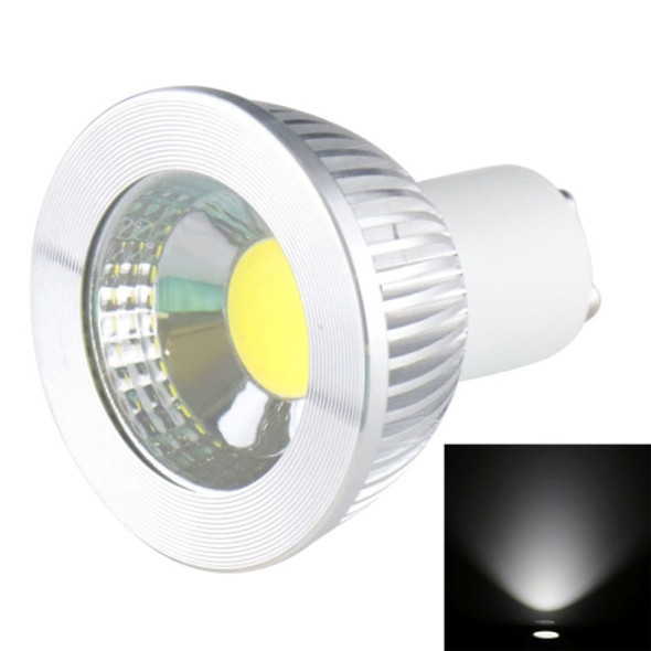 GU10 5W 475LM LED Spotlight Lamp, 1 COB LED, White Light, 6000-6500K, AC 85-265V, Silver Cover