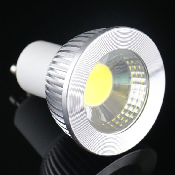 GU10 5W 475LM LED Spotlight Lamp, 1 COB LED, White Light, 6000-6500K, AC 85-265V, Silver Cover