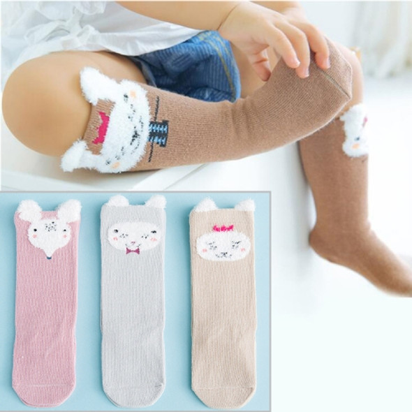 3 Pairs Cartoon Lovely Autumn Winter Cotton Baby Socks, Size:XS(Round Face Crown)