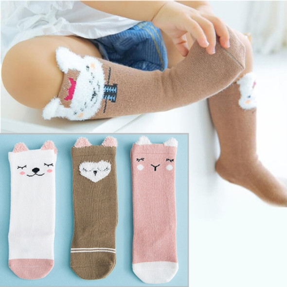 3 Pairs Cartoon Lovely Autumn Winter Cotton Baby Socks, Size:XS(Skin Powder Lamb)