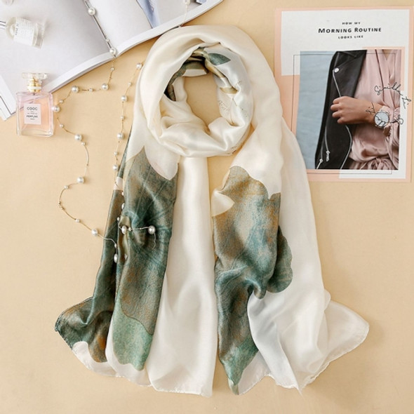 Women Flowers Elegant Imitated Silk Fabric Simple but Elegant Flower Pattern Shawl Sunscreen Beach Scarf, Size: 90*180cm