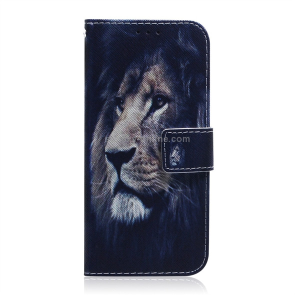 Lion Pattern Coloured Drawing Horizontal Flip Leather Case for Motorola Moto G7 / Moto G7 Plus, with Holder & Card Slots & Wallet