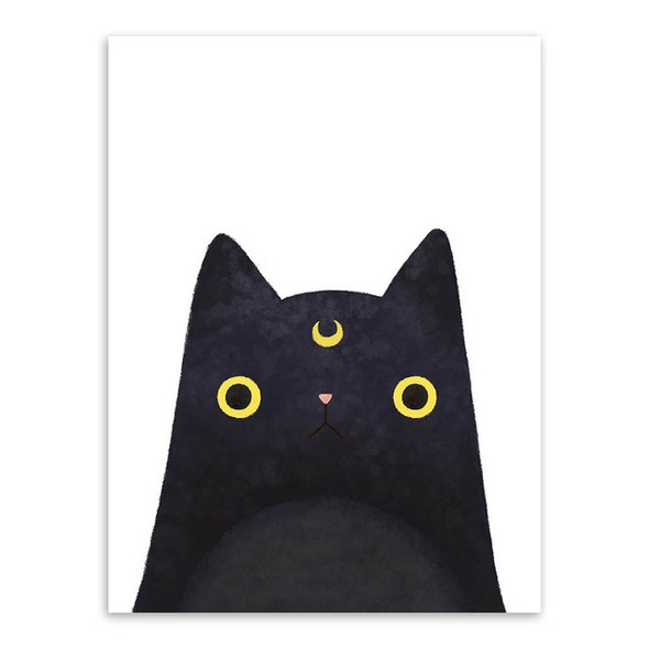 Cute Cat And Avatar Poster Print Canvas Painting Home Art Decoration, Size:4050cm (Black Moon Cat)