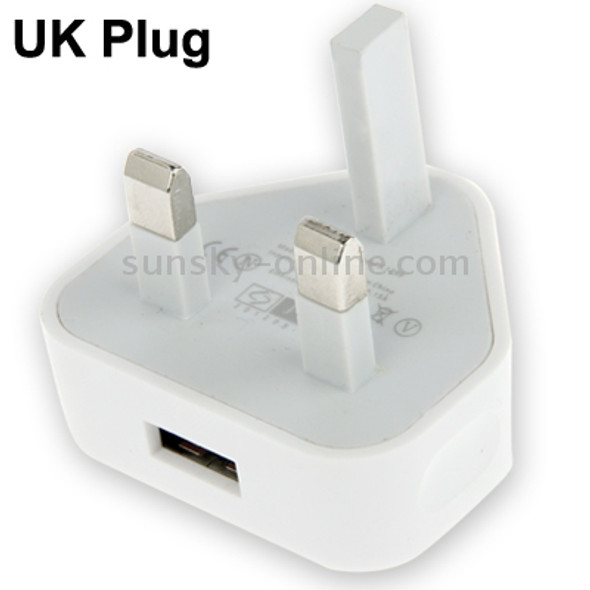 5V 1A High Quality UK Plug USB Charger Adapter, For iPad, iPhone, Galaxy, Huawei, Xiaomi, LG, HTC and Other Smart Phones, Rechargeable Devices(White)