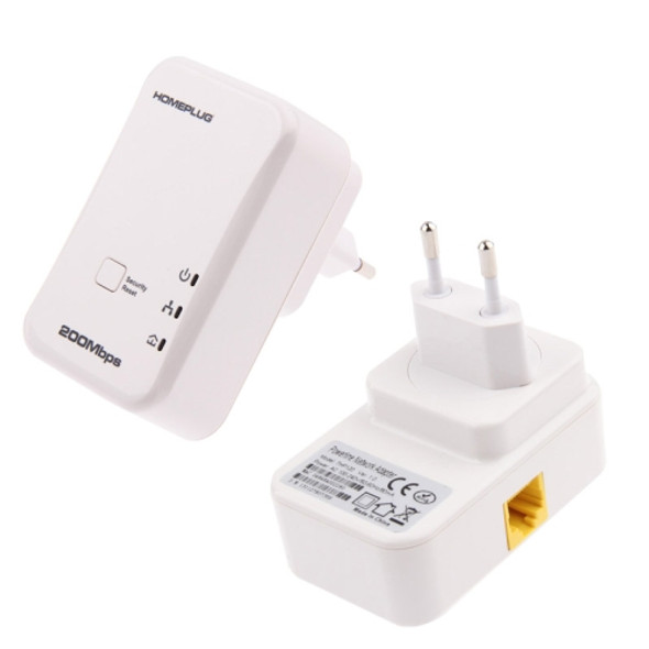 2 PCS 7HP120 200Mbps Powerline Network Mini Homeplug AV Ethernet Bridge, EU Plug(White)