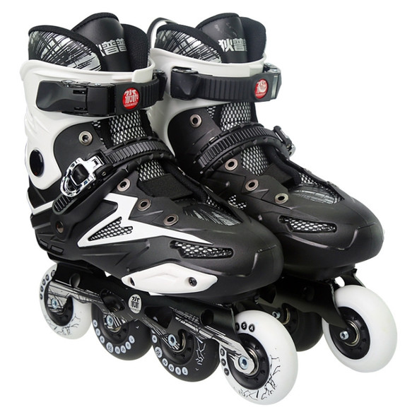 Dile Bear F35 Adult Single Row Four-wheel Roller Skates Skating Shoes, Size : 43 (Black)